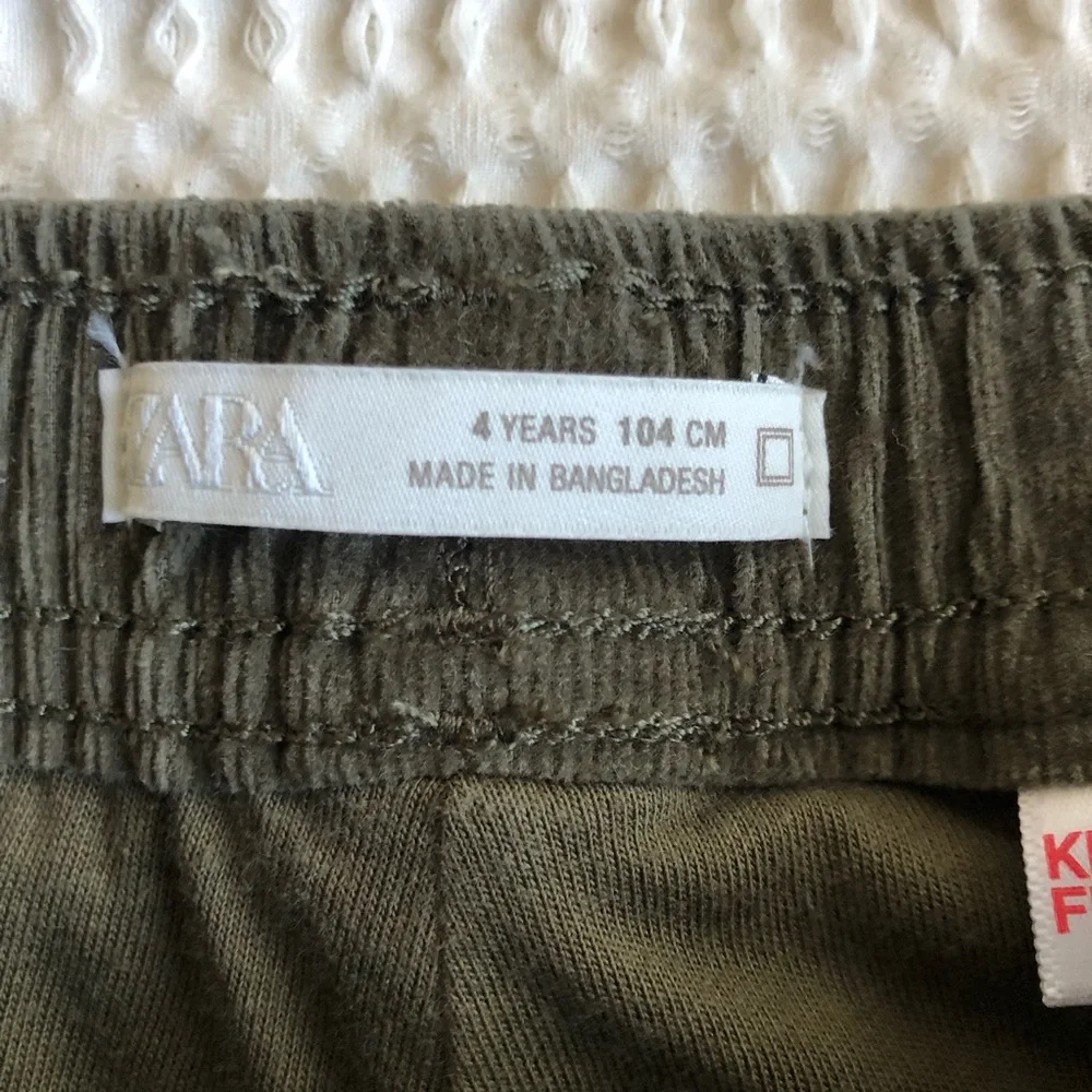 ZARA Kids Olive Green Corduroy Drawstring Lined Pants Size 4T